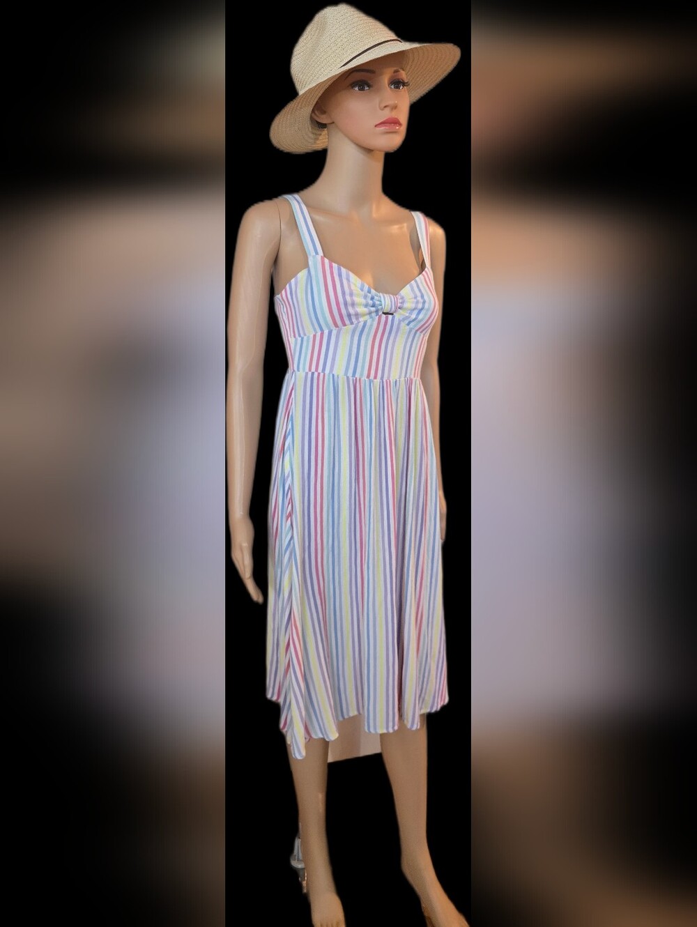 Rainbow Striped Pastel Sundress with Knot Front
